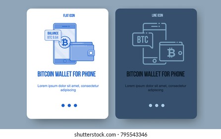 Flat line illustration for web and app. Cryptocurrency concept icon, bitcoin technologies.