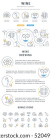 Flat line illustration of wine. Concept for web banners and printed materials. Template with buttons for website banner and landing page.