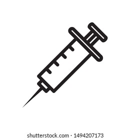 flat line injection icon. Logo element illustration. injection design. vector eps 10 . injection  concept. Can be used in web and mobile . trendy simple style. thickness can be adjusted