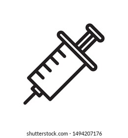 flat line injection icon. Logo element illustration. injection design. vector eps 10 . injection  concept. Can be used in web and mobile . trendy simple style. thickness can be adjusted