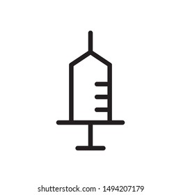 flat line injection icon. Logo element illustration. injection design. vector eps 10 . injection  concept. Can be used in web and mobile . trendy simple style. thickness can be adjusted