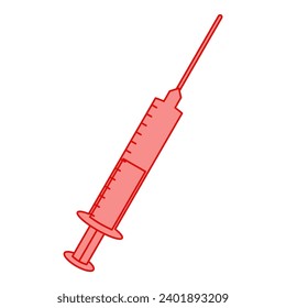 Flat line injection. Vector illustration with healthcare theme and flat line vector style. Editable vector element.