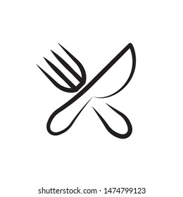 flat line knife and fork icon. Logo element illustration. knife and fork design. vector eps 10 . knife and fork concept. Can be used in web and mobile . 