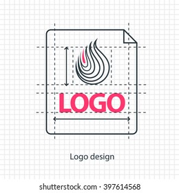 Flat line logo design. Modern thin linear stroke vector icon