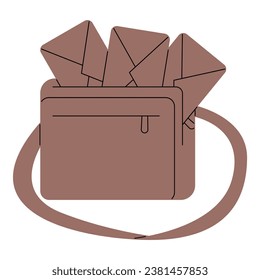 Flat line mail bag. Vector illustration with post office theme and flat line vector style. Editable vector.