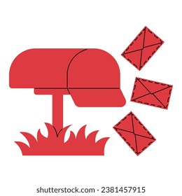 Buzón de correo de línea plana. Ilustración vectorial con tema de oficina de correos y estilo vectorial de línea plana. Vector modificable.