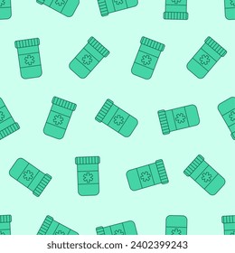Flat line medicine bottle seamless pattern. Suitable for backgrounds, wallpapers, fabrics, textiles, wrapping papers, printed materials, and many more. Editable vector.