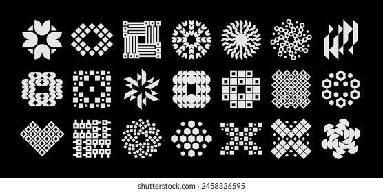 Flat line memphis abstract shape logo icon set