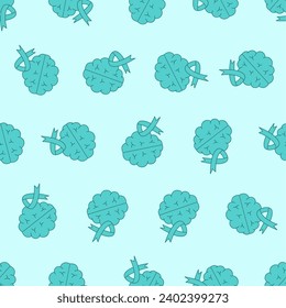 Flat line mental health seamless pattern. Suitable for backgrounds, wallpapers, fabrics, textiles, wrapping papers, printed materials, and many more. Editable vector.