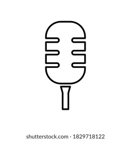Flat line microphone vector on white background. Mic silhouette. Flat stye vector illustration