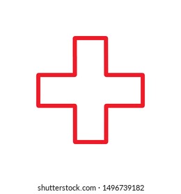 Flat line minimal cross icon. Simple vector cross icon. Isolated cross icon for various projects.
