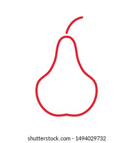 Flat line minimal pear icon. Simple vector pear icon. Isolated pear icon for various projects.