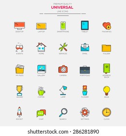 Flat Line Modern Color Universal icons. Vector