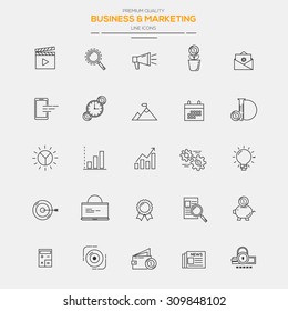 Flat Line Modern icons for Business and Marketing. Vector