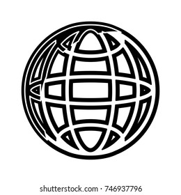 flat line monchromatic global planet  over white background  vector illustratiion