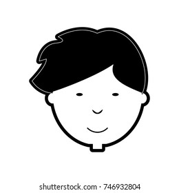 flat line  monochromatic  man face over white  background  vector illustration