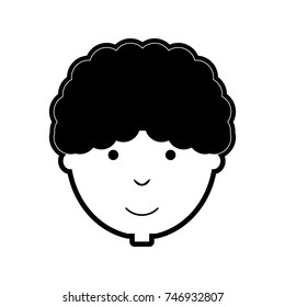 flat line  monochromatic  man face over white  background  vector illustration