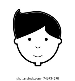 flat line  monochromatic  man face over white  background  vector illustration