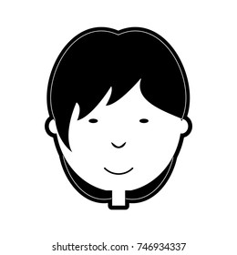 flat line  monochromatic  man face over white  background  vector illustration