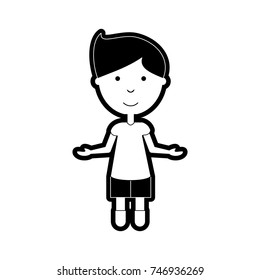 flat line monochromatic man with  open arms  over white background  vector illustration