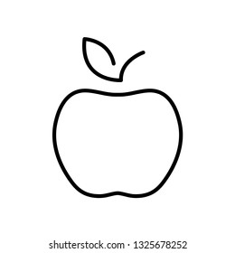 Flat line monochrome apple icon for web sites and apps. Minimal simple black and white apple icon. Isolated vector black apple icon on white background.