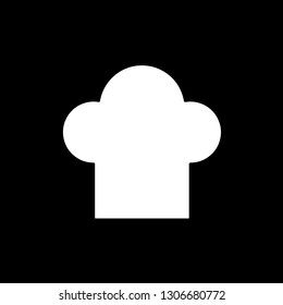 Flat line monochrome chef hat symbol for web sites and apps. Minimal simple black and white chef hat symbol. Isolated vector white chef hat symbol on black background.