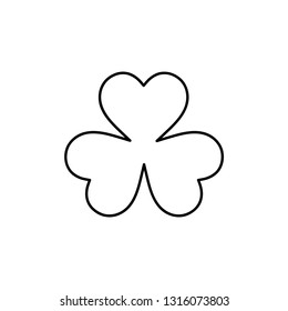Flat line monochrome clover leaf illustration for web sites and apps. Minimal simple black and white clover leaf illustration. Isolated vector black clover leaf illustration on white background.