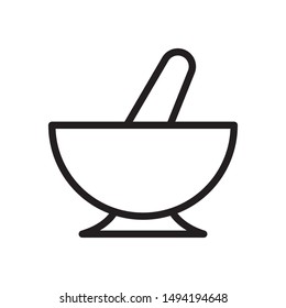 flat line mortar medicine icon. Logo element illustration. mortar medicine design. vector eps 10 .mortar medicine concept. Can be used in web and mobile .trendy simple style. thickness can be adjusted
