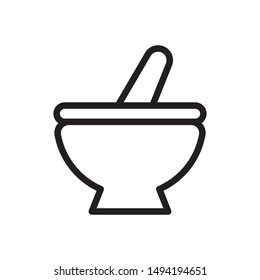 flat line mortar medicine icon. Logo element illustration. mortar medicine design. vector eps 10 .mortar medicine concept. Can be used in web and mobile .trendy simple style. thickness can be adjusted