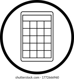 Flat line object of calculator in circular shape, vector illustration