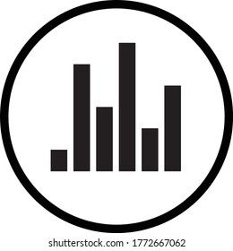 Flat line object of column chart in circular shape, vector illustration