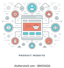 Flat line Online Shopping and E-Commerce. Vector illustration. Modern thin linear stroke vector icons. Website Graphics, Banner, Infographics Design, Promotional Materials. Vector Icons.
