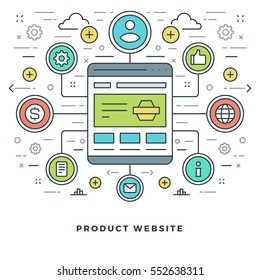 Flat line Online Shopping and E-Commerce. Vector illustration. Modern thin linear stroke vector icons. Website Graphics, Banner, Infographics Design, Promotional Materials. 