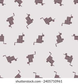 Carro de paquete de línea plana sin problemas. Adecuado para fondos, papel pintado, telas, textiles, papel de envoltura, materiales impresos y muchos más. Vector modificable.