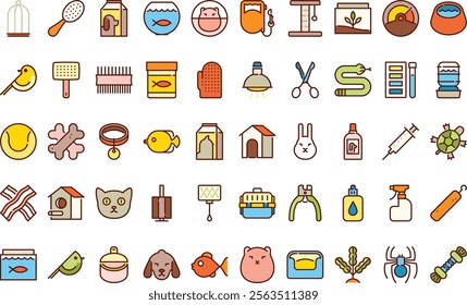 Flat with line pet shop icons High-Quality Vector Icons Collection with Editable Stroke. Ideal for Professional and Creative Projects.