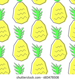 flat line pineapple pattern vector