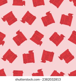 Flat line post office seamless pattern. Suitable for backgrounds, wallpapers, fabrics, textiles, wrapping papers, printed materials, and many more. Editable vector.