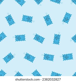 Flat line postage stamp seamless pattern. Suitable for backgrounds, wallpapers, fabrics, textiles, wrapping papers, printed materials, and many more. Editable vector.