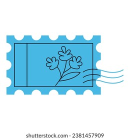 Flat line postage stamp. Vector illustration with post office theme and flat line vector style. Editable vector.