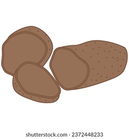 Flat line potato. Vector element with vegetarian theme. Illustration.