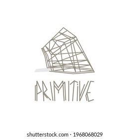 Flat line primitive house logo