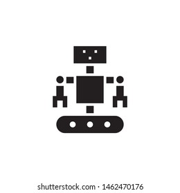 flat line robot machine, clip art, cyborg icon symbol sign, logo template, vector, eps 10