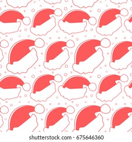 flat line Santa hat pattern vector