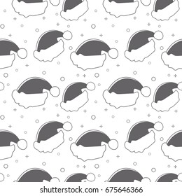flat line Santa hat pattern vector