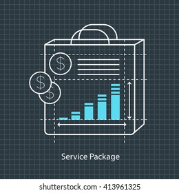 Flat line service package. Modern thin linear stroke vector icon