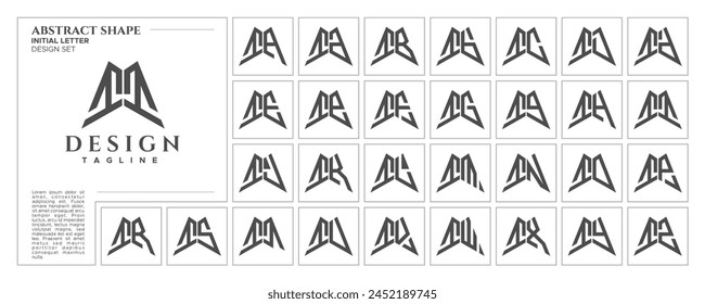 Flat line sharp abstract shape letter I II logo stamp set