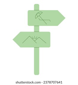 Flat line signpost. Vector illustration with travel theme and flat line vector style.