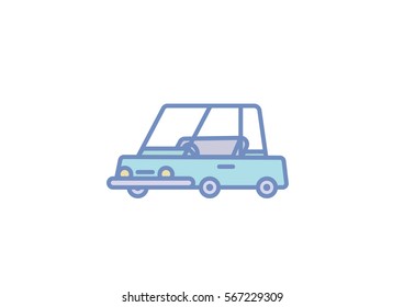 Flat line simple car illustration. Vector automobile insurance icon.