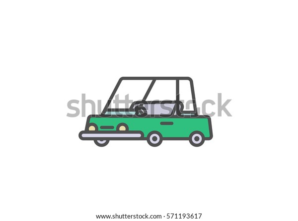 Flat line simple car illustration. Vector\
automobile insurance\
icon.