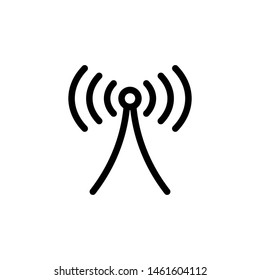 flat line single radio antenna icon symbol sign, logo template, vector, eps 10